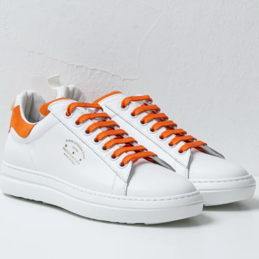 Pantofola D'oro White and Orange Classic Sneakers USED